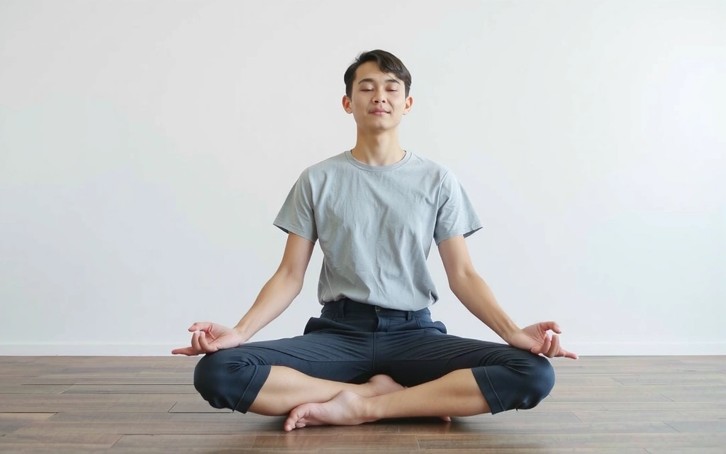 Person meditating in a calm, minimalist setting.