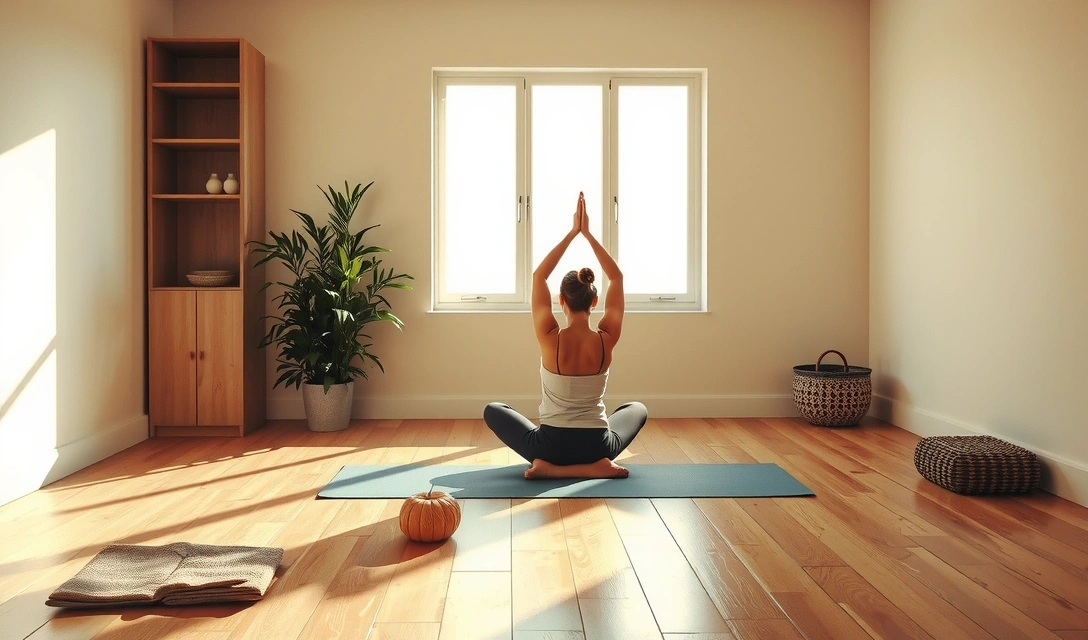 Person meditating in a serene yoga studio